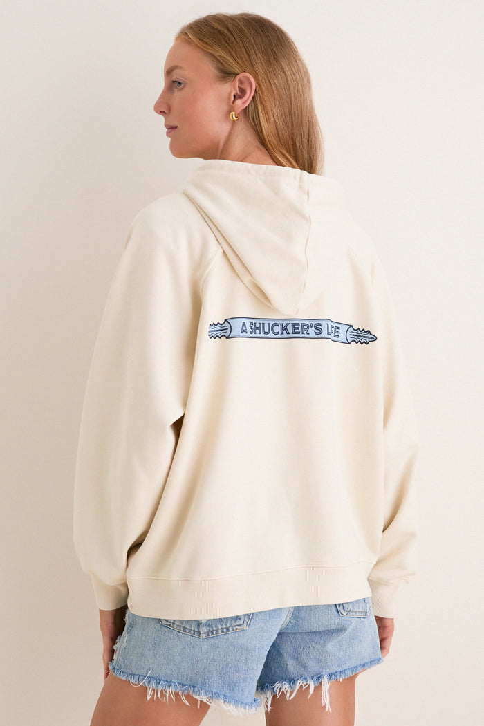 Women's Oversized Ecru French Terry Surfside Hoodie
