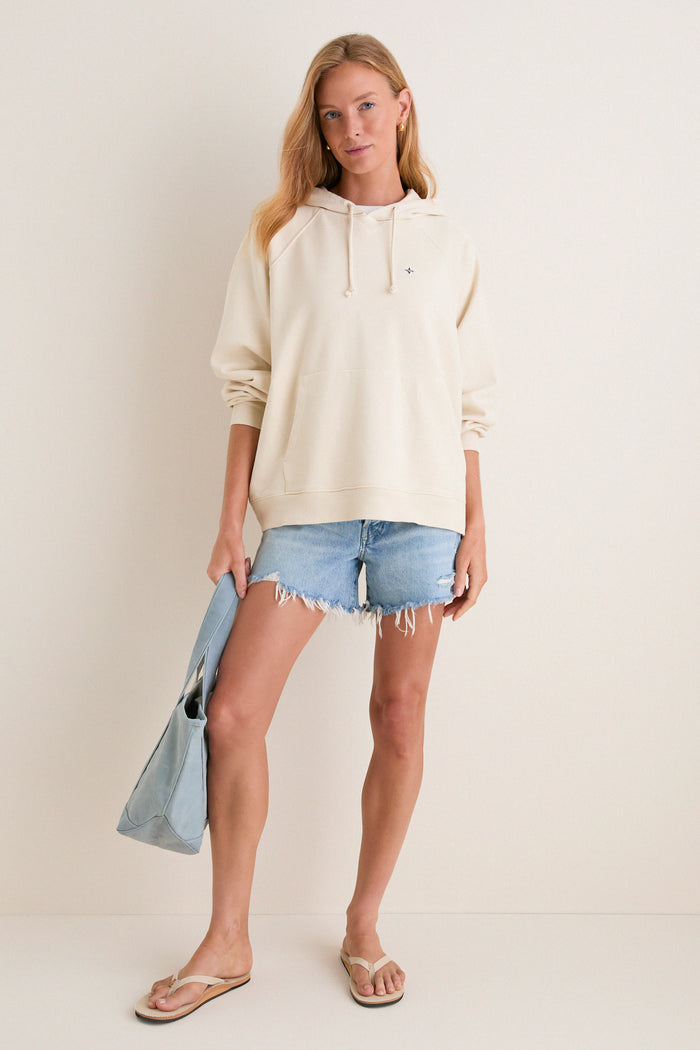 Women's Oversized Ecru French Terry Surfside Hoodie