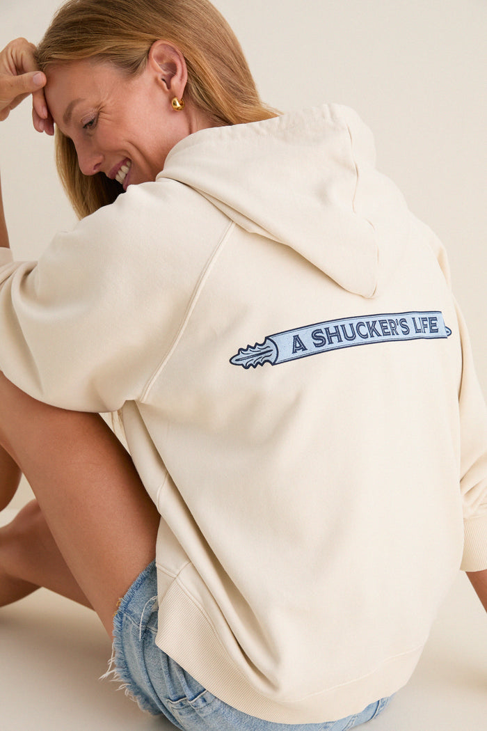 Women's Oversized Ecru French Terry Surfside Hoodie