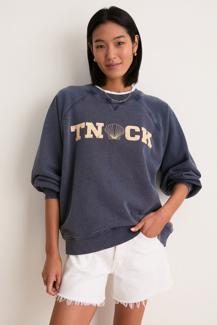 Women's Oversized Navy French Terry Sandbar Sweatshirt