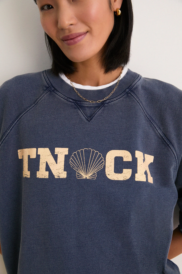 Women's Oversized Navy French Terry Sandbar Sweatshirt