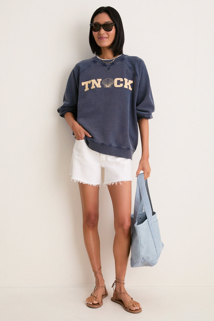 Women's Oversized Navy French Terry Sandbar Sweatshirt