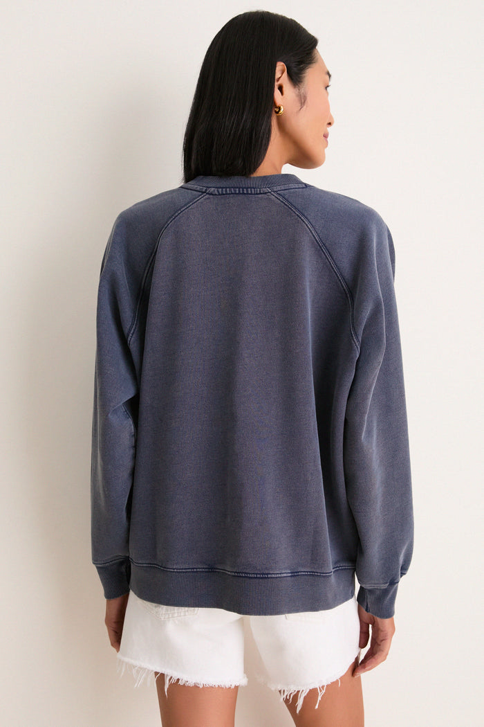 Women's Oversized Navy French Terry Sandbar Sweatshirt