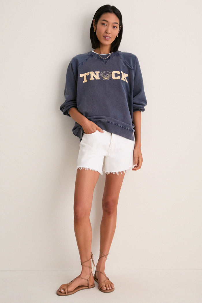 Women's Oversized Navy French Terry Sandbar Sweatshirt
