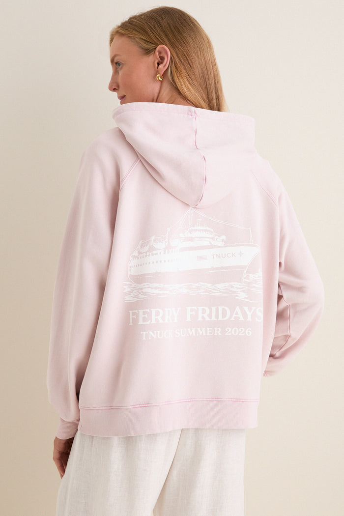 Women's Oversized Pink French Terry Surfside Hoodie