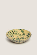 Yellow and Verde Large Splatter Bowl: A classic, high-end ceramic bowl with effortless splatter design, perfect for serving fun salads or pasta on any occasion.
