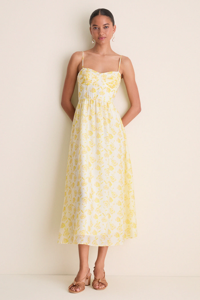 Yellow Floral Bustier Jessamine Maxi Dress