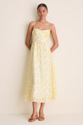 Yellow Floral Bustier Jessamine Maxi Dress
