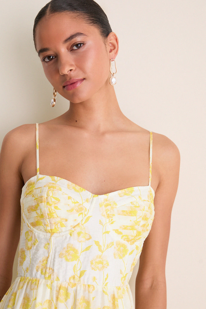 Yellow Floral Bustier Jessamine Maxi Dress