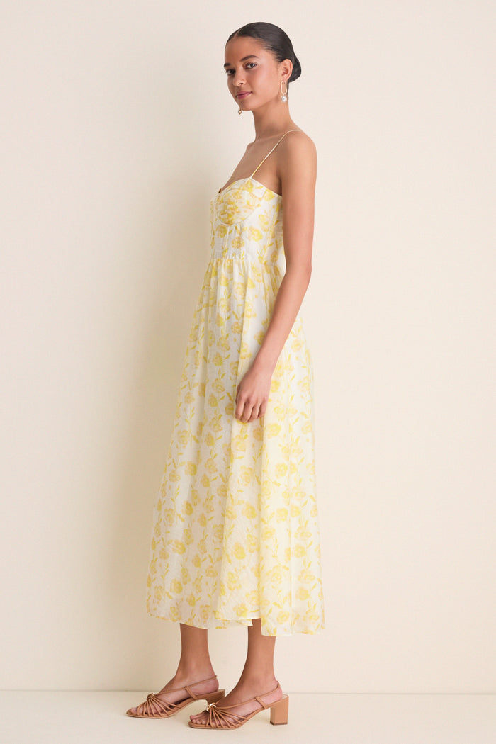 Yellow Floral Bustier Jessamine Maxi Dress