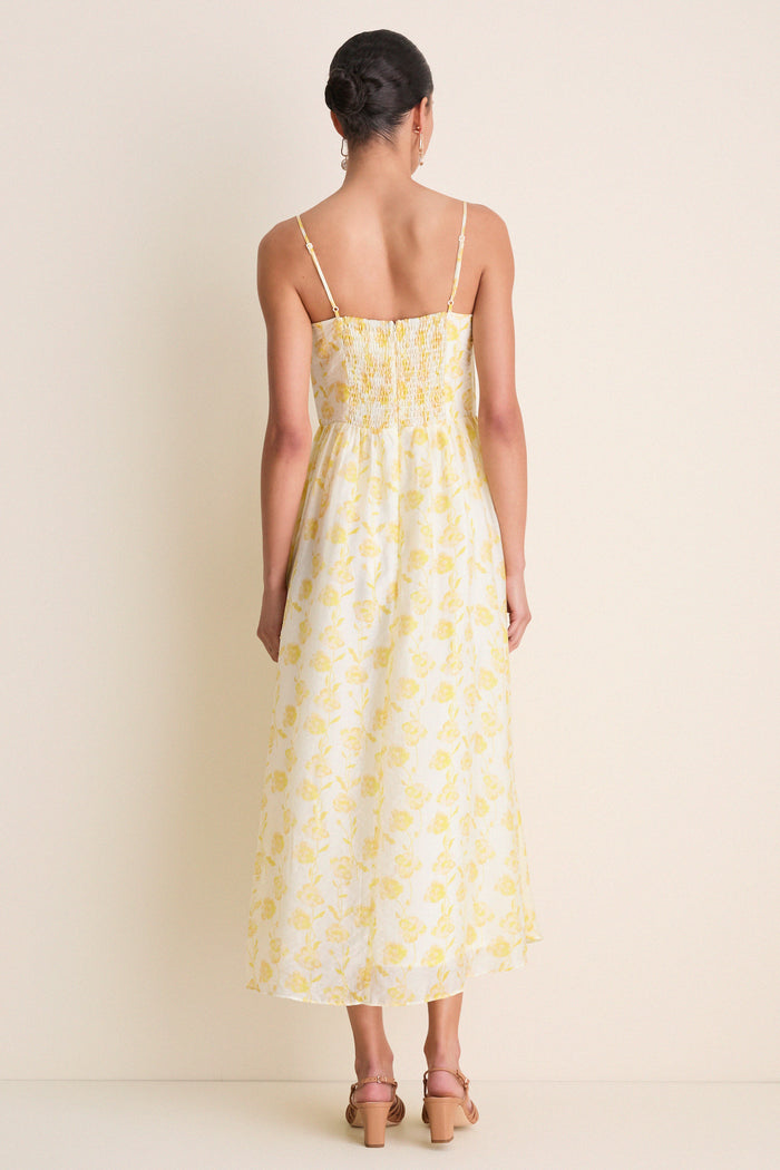 Yellow Floral Bustier Jessamine Maxi Dress