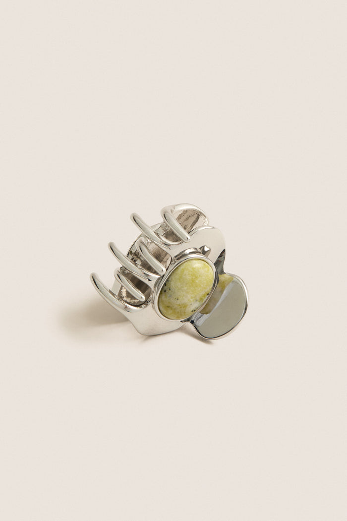 Yellow Turquoise and Rhodium Amara Mini Stone Claw Clip