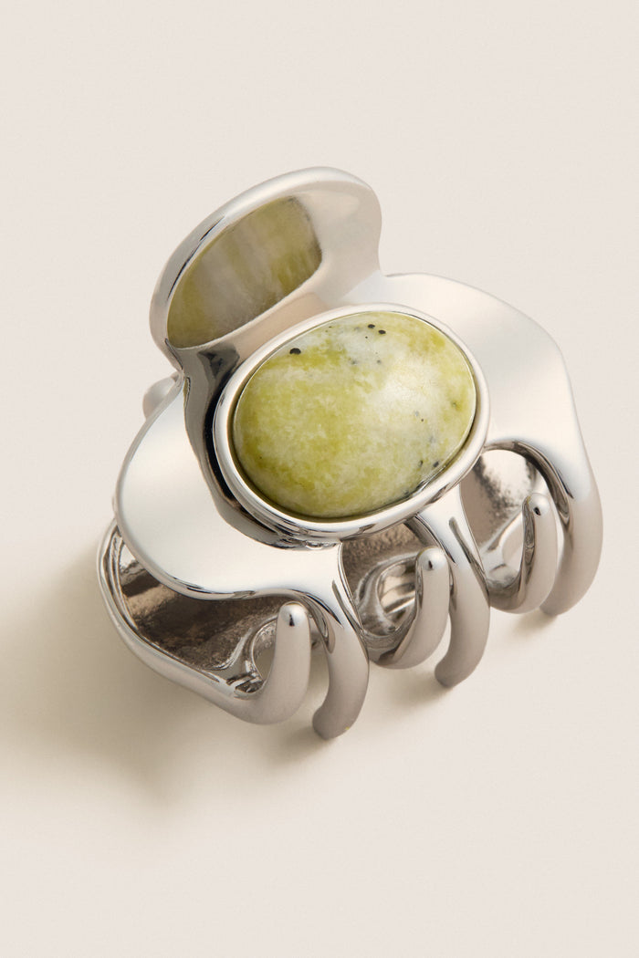 Yellow Turquoise and Rhodium Amara Mini Stone Claw Clip